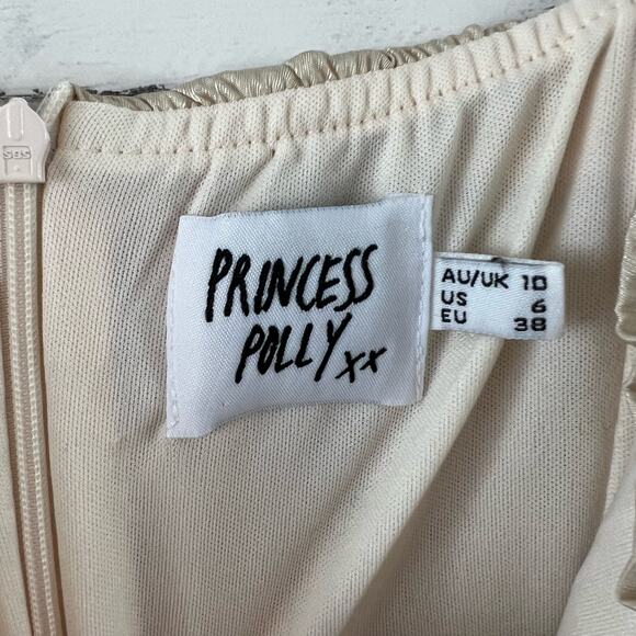 Princess Polly Champagne Sabir Mini Dress Size 6 - Picture 7 of 8